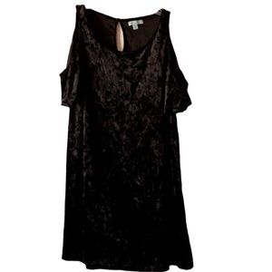 Perfect Holiday Black crushed velvet cold shoulder dress